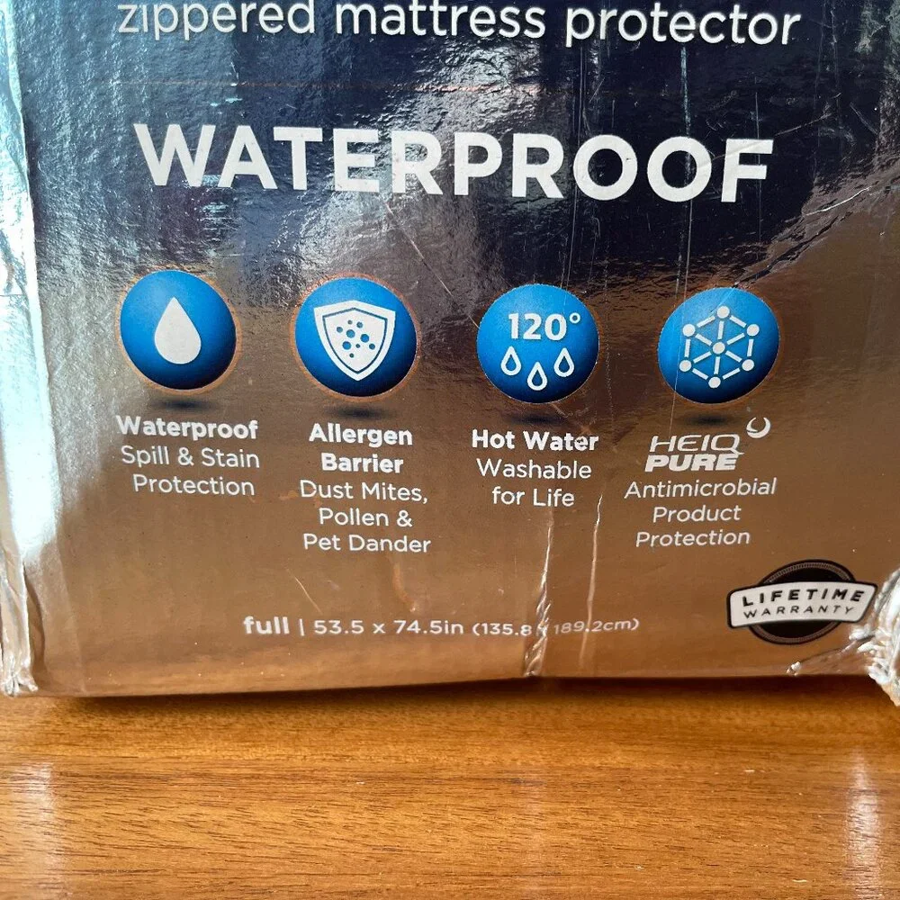 NEW AllerEase Waterproof FULL Polyester Zip Allergy Mattress Protector, Warranty